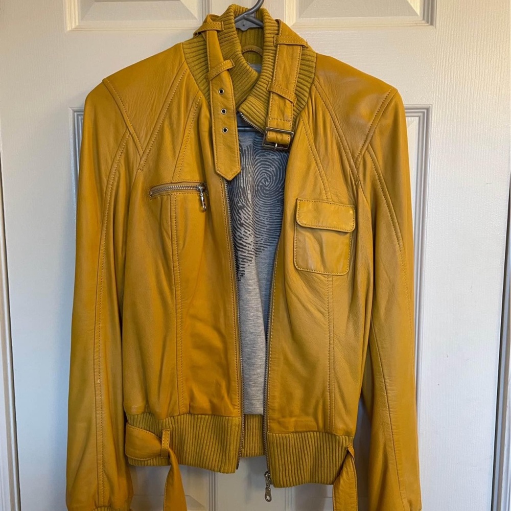 Leather mustard leather jacket